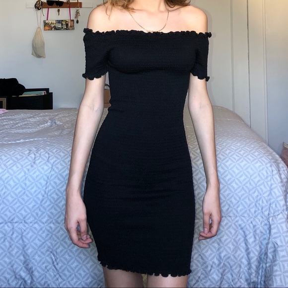 Heart & Hips Dresses & Skirts - Black Lettuce Off the Shoulder Mini Dress